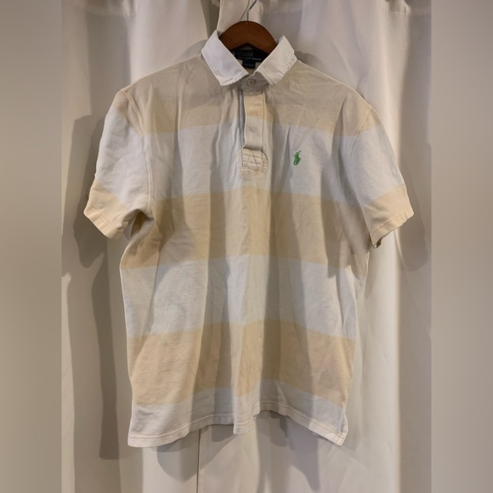Vintage Polo Ralph Lauren Shirt Men Large Striped Golf Green Pony